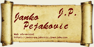 Janko Pejaković vizit kartica